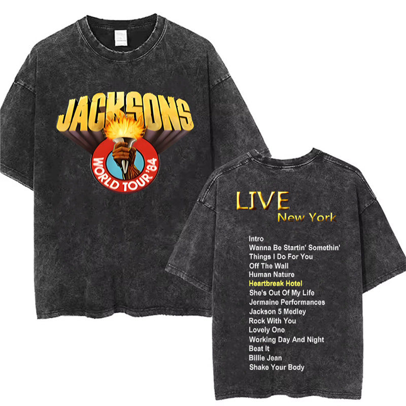 Washed Vintage Michael Jackson Thriller Graphic T-Shirt Men