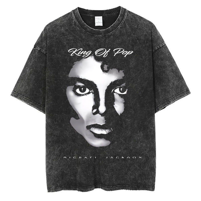 Washed Vintage Michael Jackson Thriller Graphic T-Shirt Men