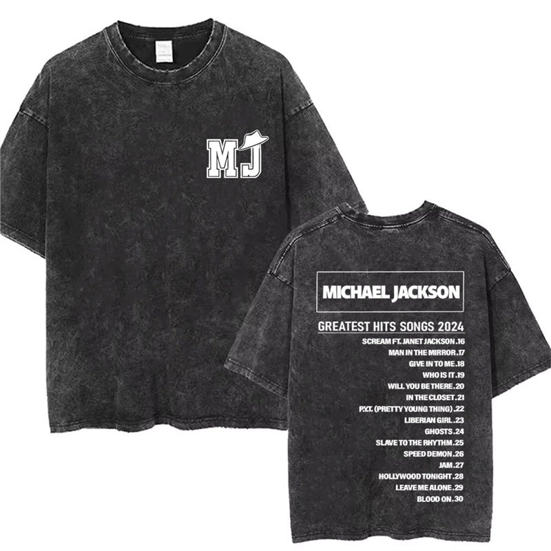 Washed Vintage Michael Jackson Thriller Graphic T-Shirt Men