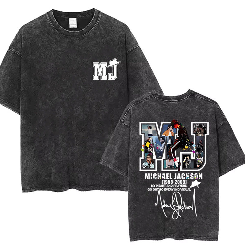 Washed Vintage Michael Jackson Thriller Graphic T-Shirt Men