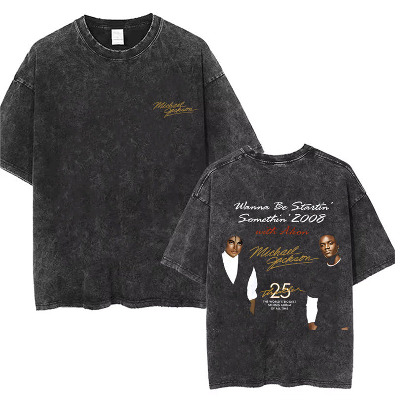 Washed Vintage Michael Jackson Thriller Graphic T-Shirt Men