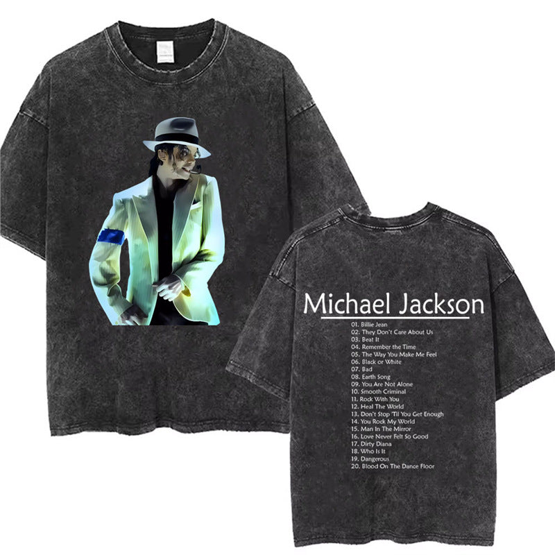 Washed Vintage Michael Jackson Thriller Graphic T-Shirt Men