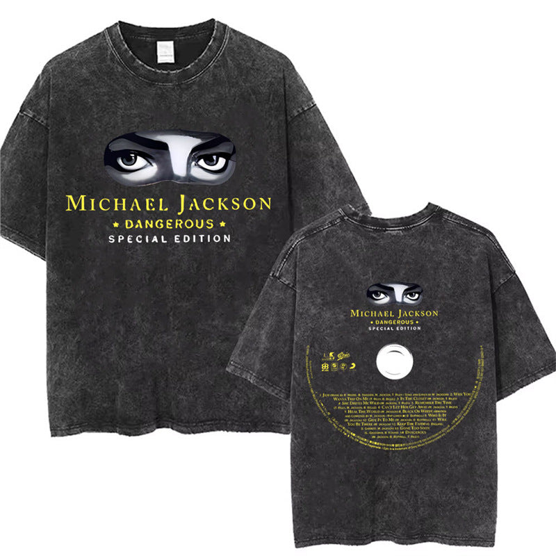 Washed Vintage Michael Jackson Thriller Graphic T-Shirt Men