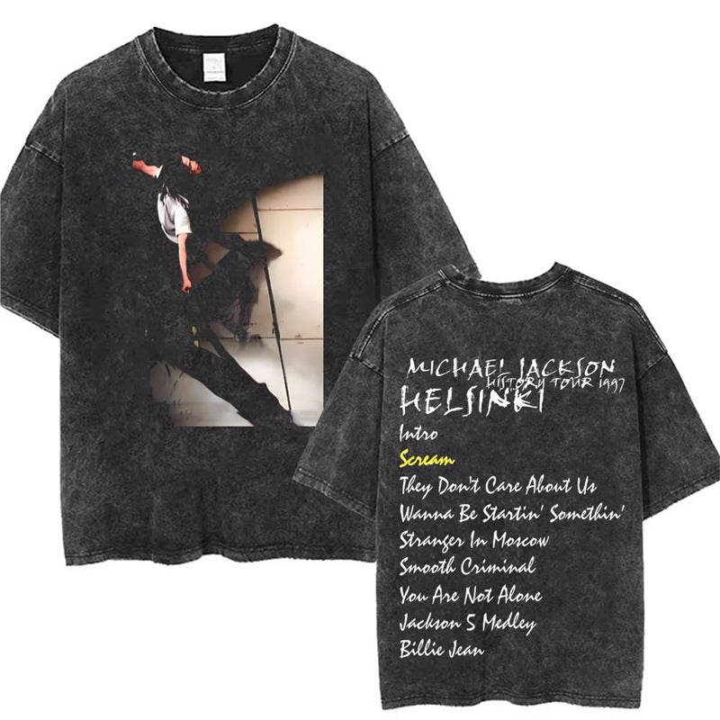 Washed Vintage Michael Jackson Thriller Graphic T-Shirt Men