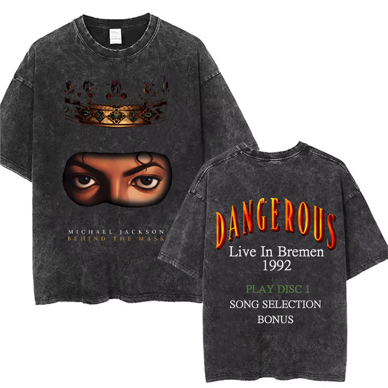 Washed Vintage Michael Jackson Thriller Graphic T-Shirt Men