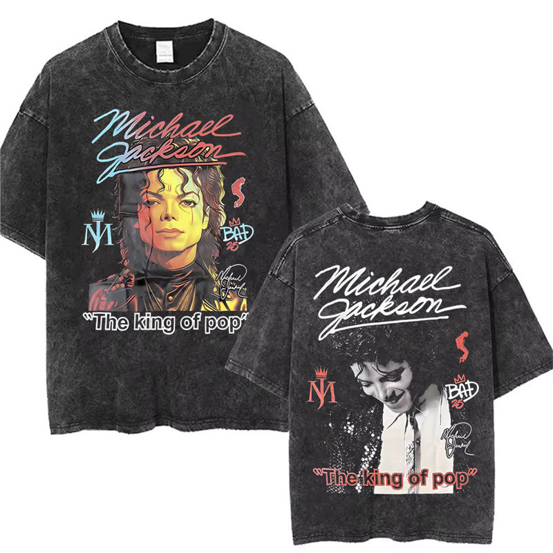 Washed Vintage Michael Jackson Thriller Graphic T-Shirt Men
